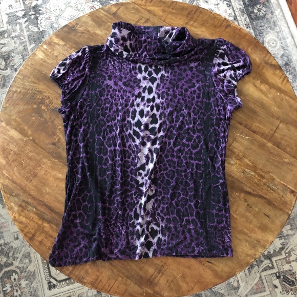 Fever Tops - Fever Purple Leopard Print Top - Size M